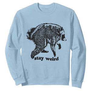 Stay Weird Jimothy the Raccoon Vintage Woodcut Style Graphic Sweatshirt Funny Seattle Trash Panda Meme