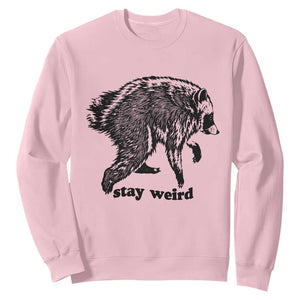Stay Weird Jimothy the Raccoon Vintage Woodcut Style Graphic Sweatshirt Funny Seattle Trash Panda Meme