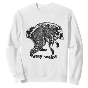 Stay Weird Jimothy the Raccoon Vintage Woodcut Style Graphic Sweatshirt Funny Seattle Trash Panda Meme