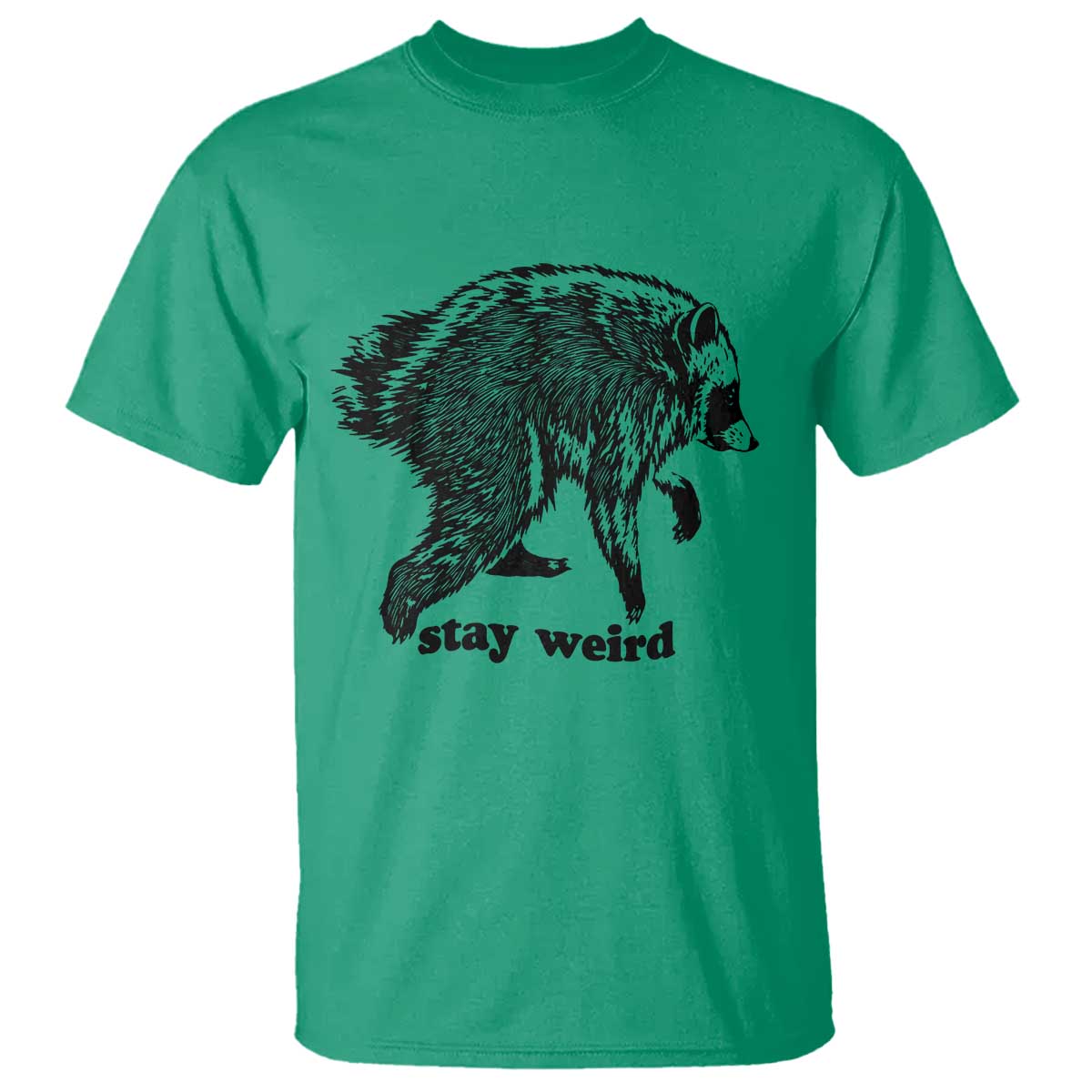 Stay Weird Jimothy the Raccoon Vintage Woodcut Style Graphic T Shirt Funny Seattle Trash Panda Meme