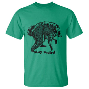 Stay Weird Jimothy the Raccoon Vintage Woodcut Style Graphic T Shirt Funny Seattle Trash Panda Meme