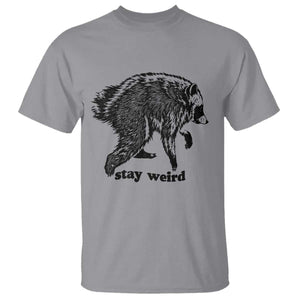 Stay Weird Jimothy the Raccoon Vintage Woodcut Style Graphic T Shirt Funny Seattle Trash Panda Meme