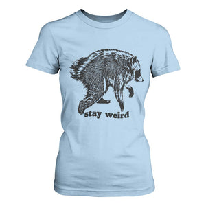 Stay Weird Jimothy the Raccoon Vintage Woodcut Style Graphic T Shirt For Women Funny Seattle Trash Panda Meme