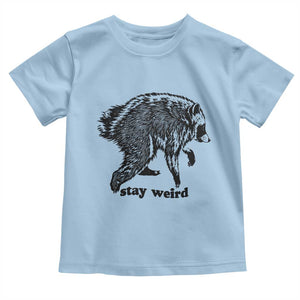 Stay Weird Jimothy the Raccoon Vintage Woodcut Style Graphic Toddler T Shirt Funny Seattle Trash Panda Meme