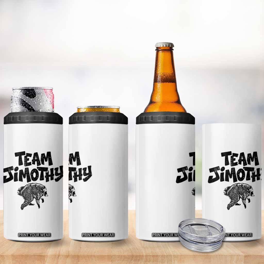 Vintage Team Jimothy the Raccoon Fan Club 4 in 1 Can Cooler Tumbler Viral Seattle Trash Panda Lover Supporter