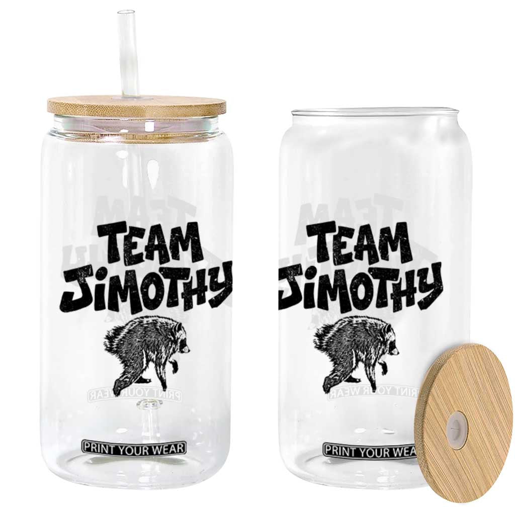 Vintage Team Jimothy the Raccoon Fan Club Glass Can Viral Seattle Trash Panda Lover Supporter
