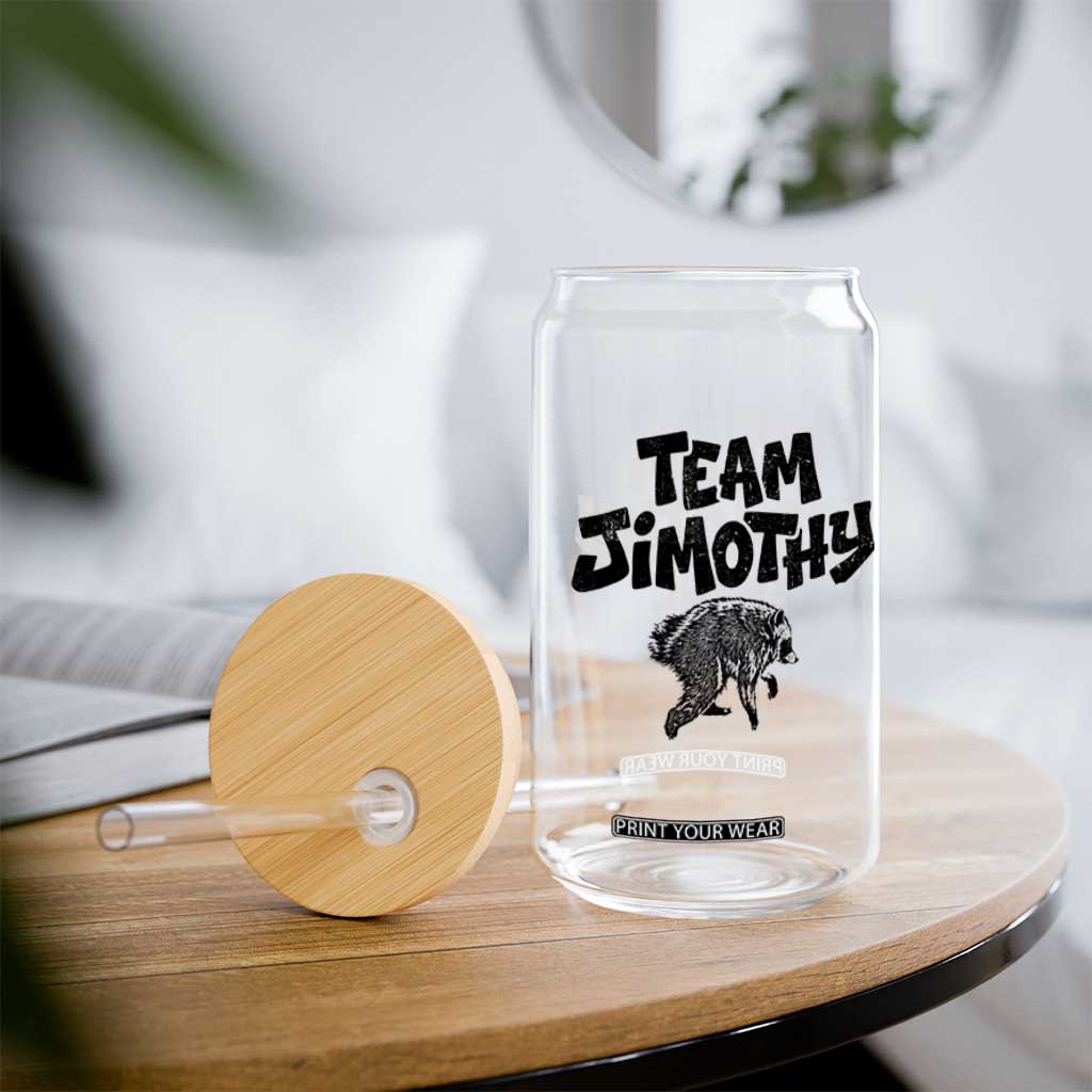Vintage Team Jimothy the Raccoon Fan Club Glass Can Viral Seattle Trash Panda Lover Supporter