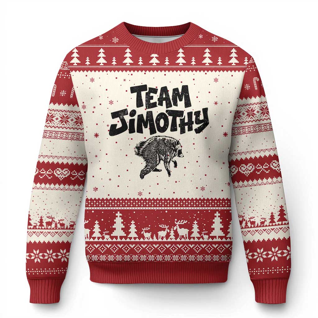 Vintage Team Jimothy the Raccoon Fan Club Ugly Christmas Sweater Viral Seattle Trash Panda Lover Supporter