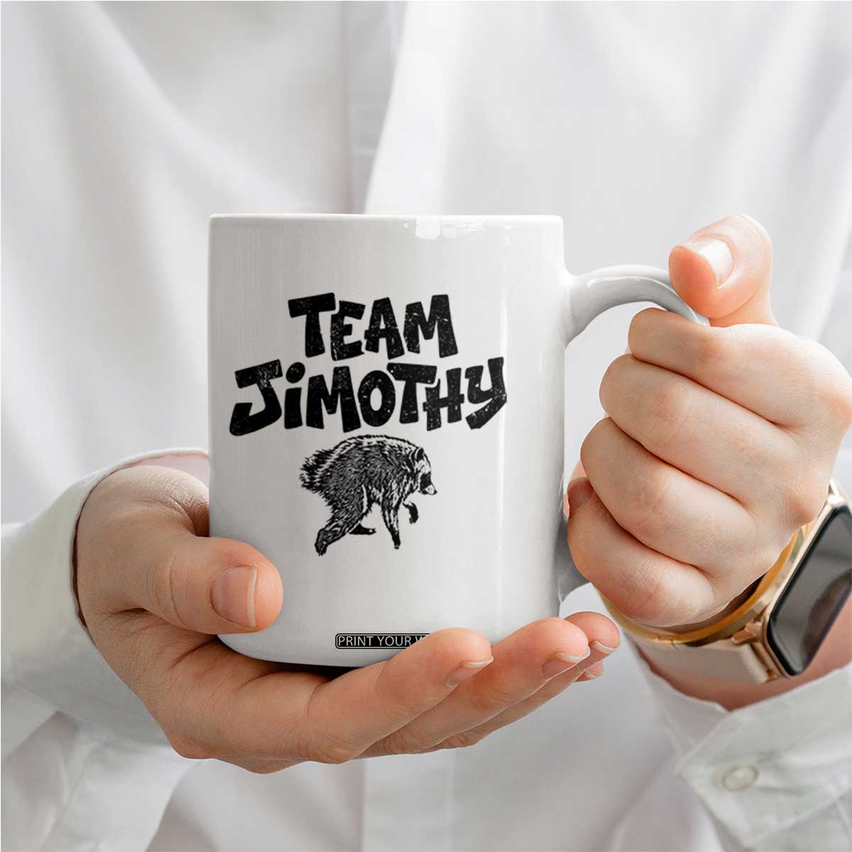Vintage Team Jimothy the Raccoon Fan Club Coffee Mug Viral Seattle Trash Panda Lover Supporter