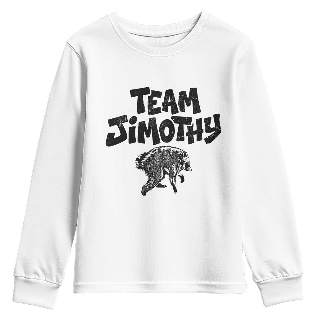 Vintage Team Jimothy the Raccoon Fan Club Youth Sweatshirt Viral Seattle Trash Panda Lover Supporter TS02 White Print Your Wear