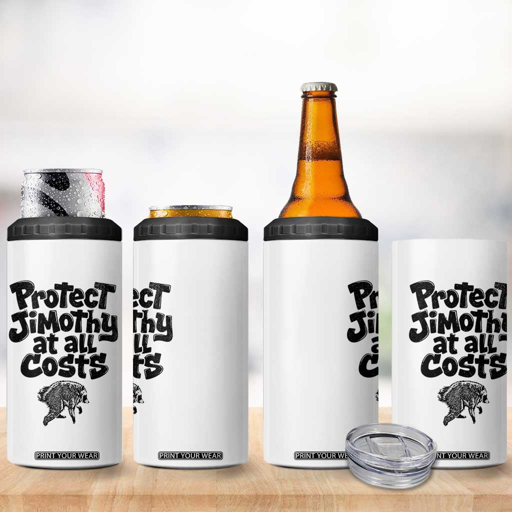 Protect Jimothy At All Costs Viral Seattle Raccoon 4 in 1 Can Cooler Tumbler Trash Panda Legend Lover Supporter
