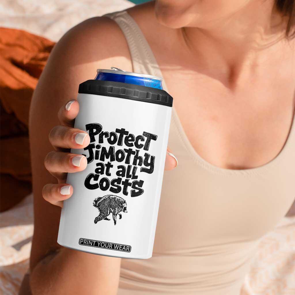 Protect Jimothy At All Costs Viral Seattle Raccoon 4 in 1 Can Cooler Tumbler Trash Panda Legend Lover Supporter