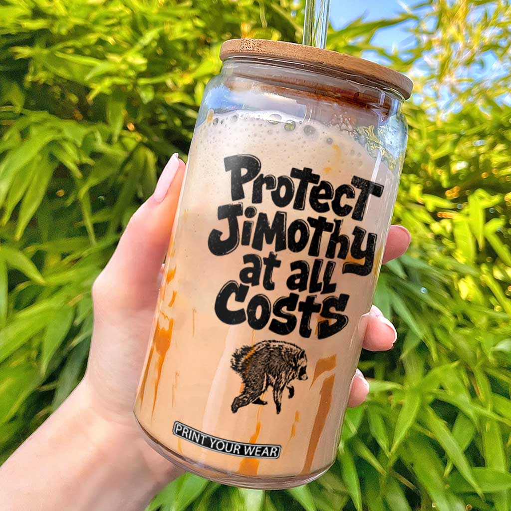 Protect Jimothy At All Costs Viral Seattle Raccoon Glass Can Trash Panda Legend Lover Supporter TS02 White Print Your Wear