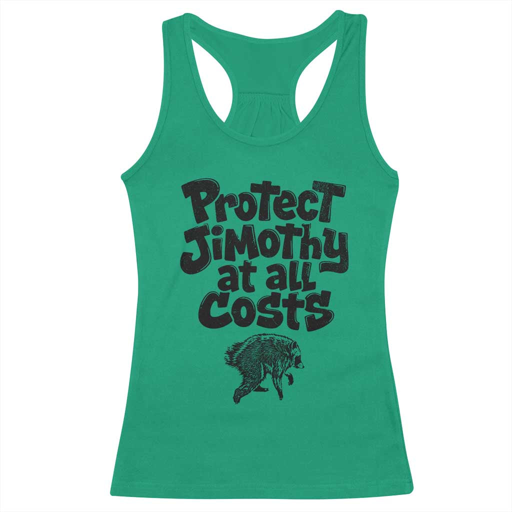 Protect Jimothy At All Costs Viral Seattle Raccoon Racerback Tank Top Trash Panda Legend Lover Supporter