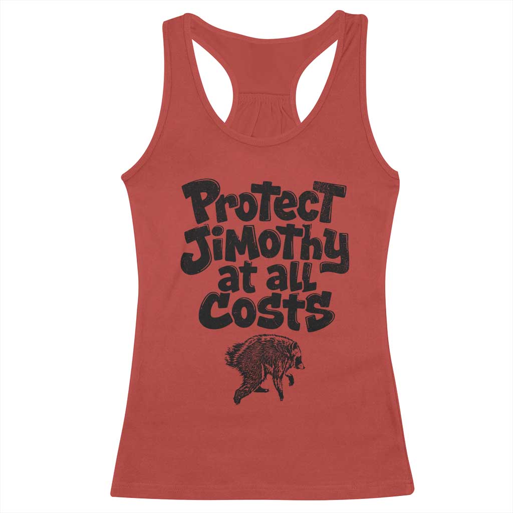 Protect Jimothy At All Costs Viral Seattle Raccoon Racerback Tank Top Trash Panda Legend Lover Supporter