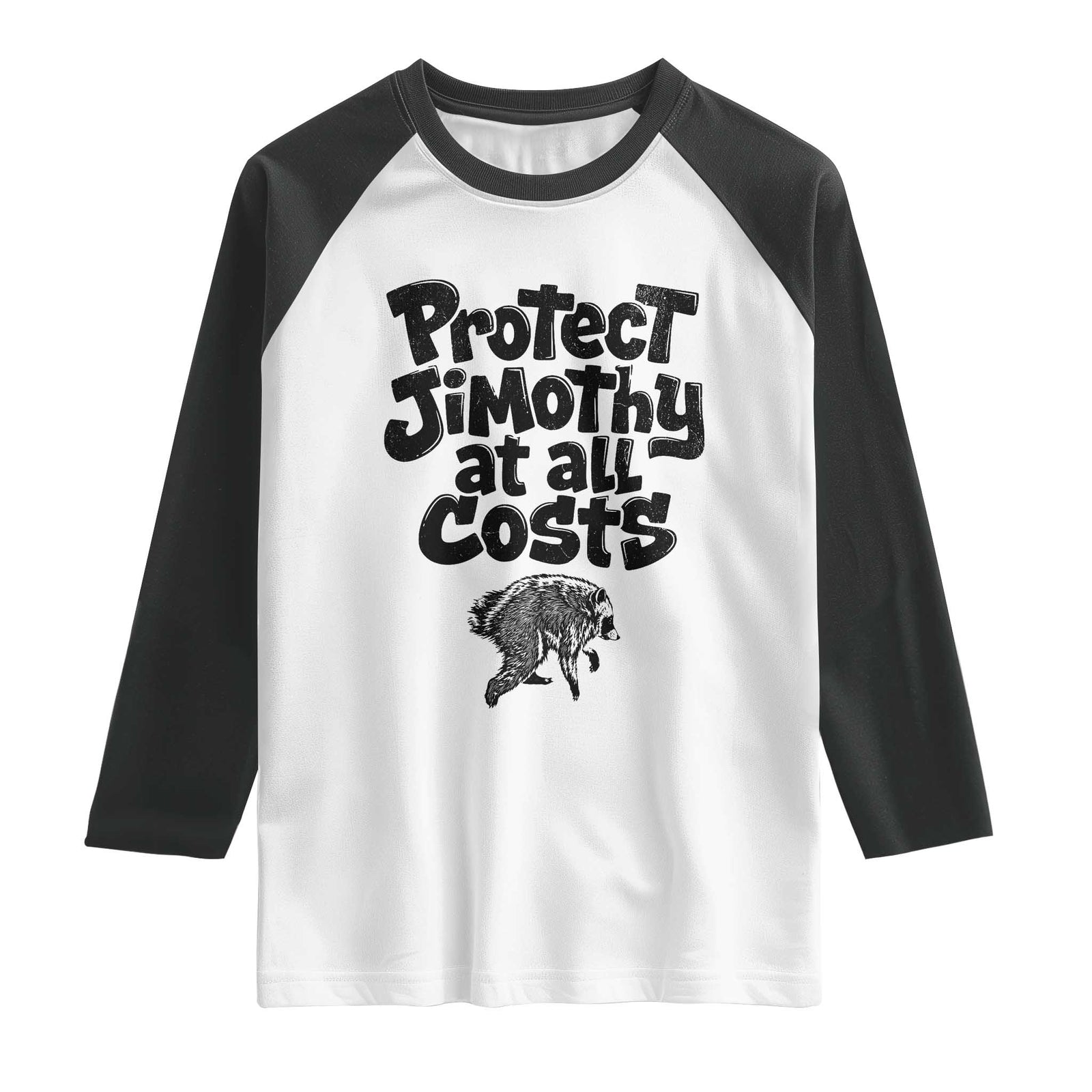 Protect Jimothy At All Costs Viral Seattle Raccoon Raglan Shirt Trash Panda Legend Lover Supporter TS02 White Black Print Your Wear