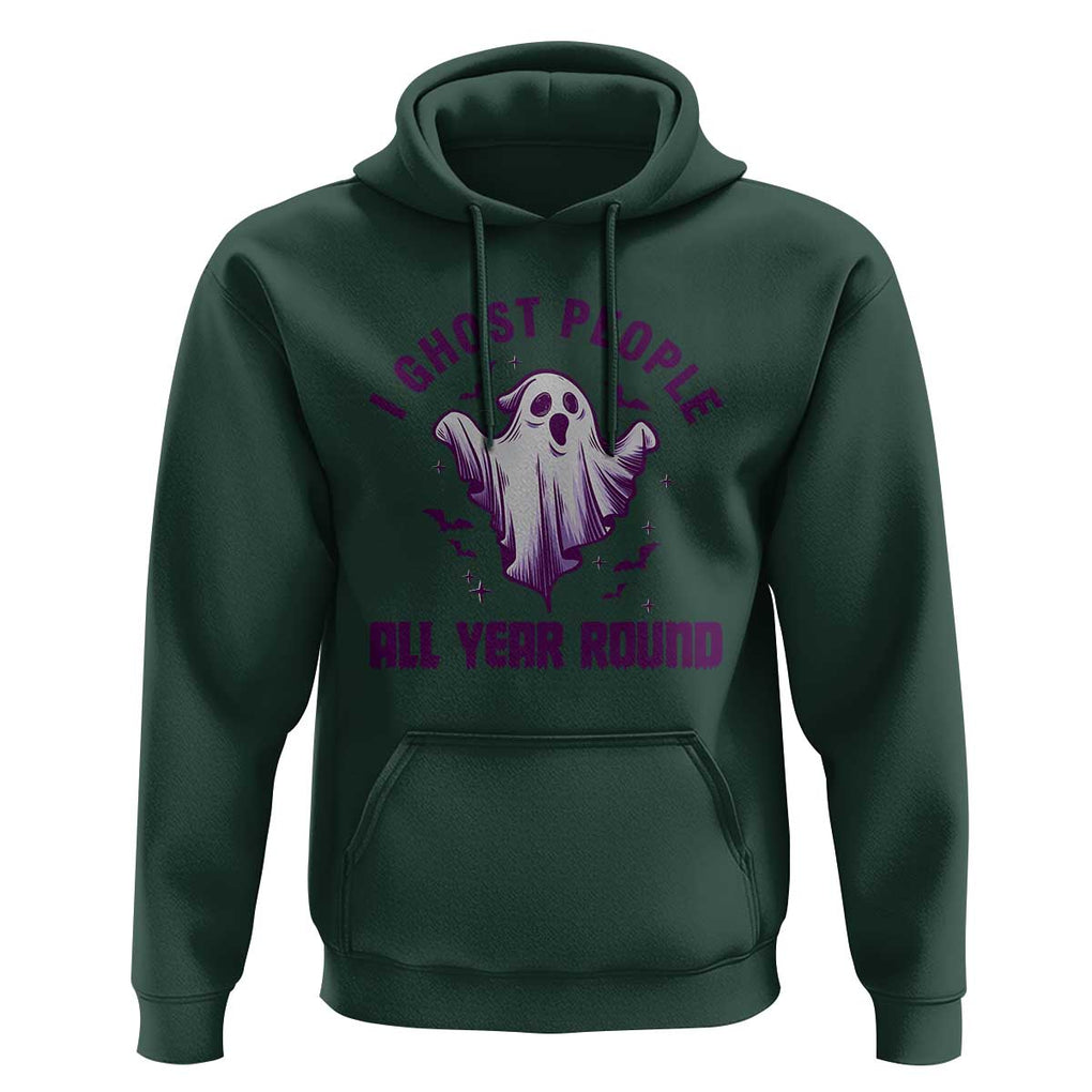 Funny Boo Sheet Hoodie I Ghost People All Year Round Spooky Ghost Halloween Costume TS02 Dark Forest Green Print Your Wear