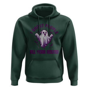 Funny Boo Sheet Hoodie I Ghost People All Year Round Spooky Ghost Halloween Costume TS02 Dark Forest Green Print Your Wear
