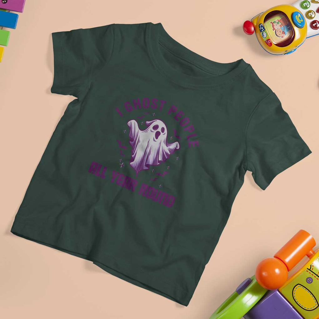 Funny Boo Sheet T Shirt For Kid I Ghost People All Year Round Spooky Ghost Halloween Costume TS02 Dark Forest Green Print Your Wear