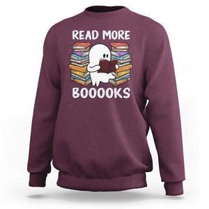 Halloween Reading Sweatshirt Read More Books Cute Ghost Boo Sheet TS02 Maroon Print Your Wear