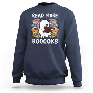 Halloween Reading Sweatshirt Read More Books Cute Ghost Boo Sheet TS02 Navy Print Your Wear