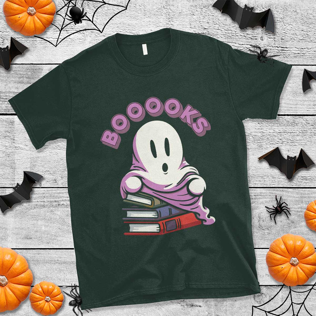 Halloween Reading T Shirt Booooks Cute Ghost Boo Sheet TS02 Dark Forest Green Print Your Wear
