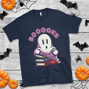 Halloween Reading T Shirt Booooks Cute Ghost Boo Sheet TS02 Navy Print Your Wear