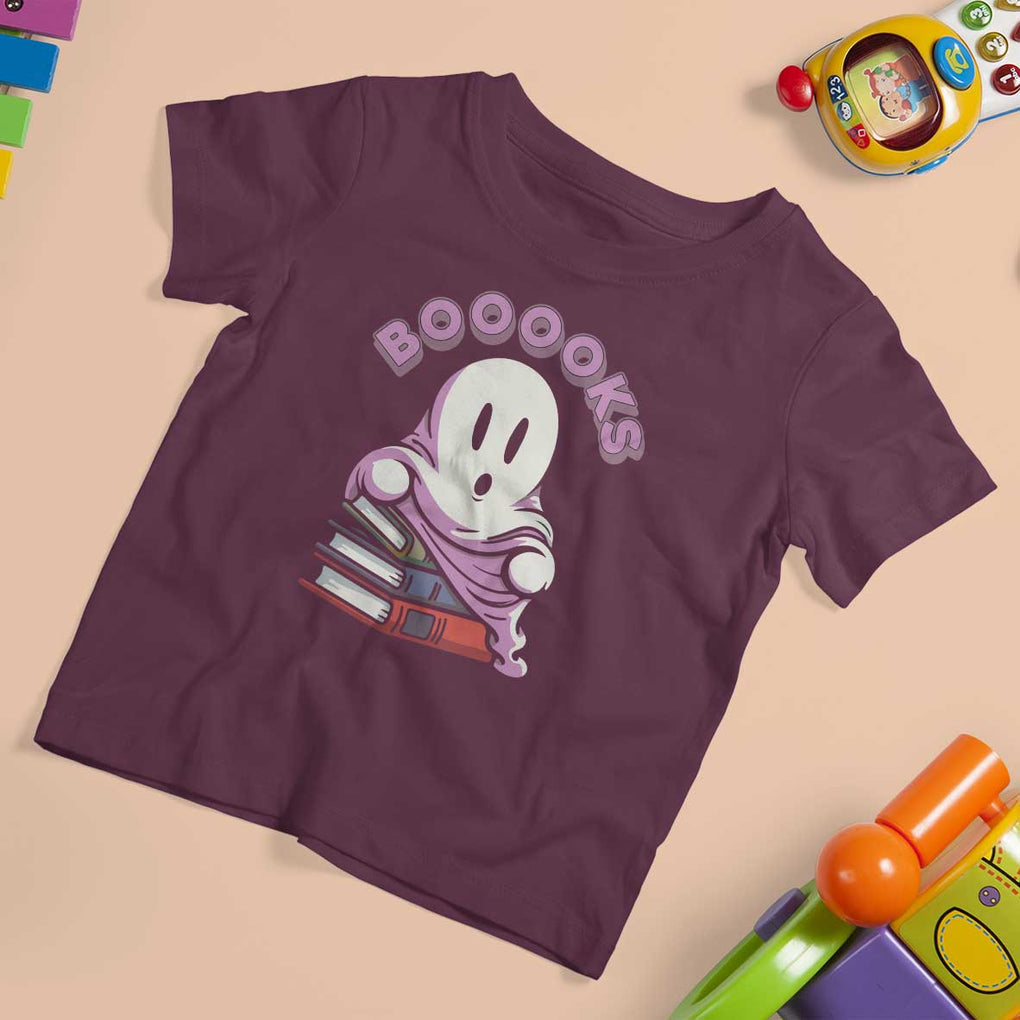 Halloween Reading T Shirt For Kid Booooks Cute Ghost Boo Sheet TS02 Maroon Print Your Wear