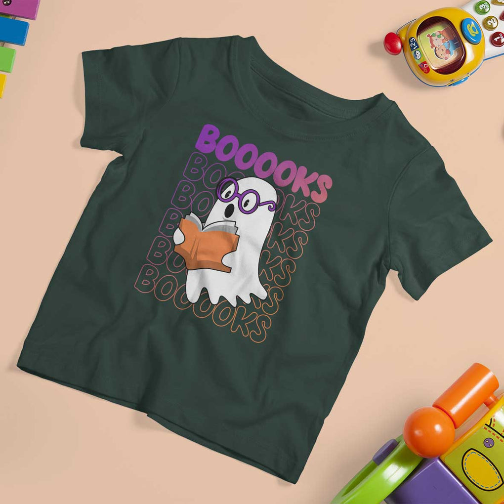 Halloween Reading T Shirt For Kid Booooks Cute Ghost Nerd Boo Sheet TS02 Dark Forest Green Print Your Wear