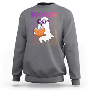 Halloween Reading Sweatshirt Booooks Cute Ghost Nerd Boo Sheet TS02 Charcoal Print Your Wear