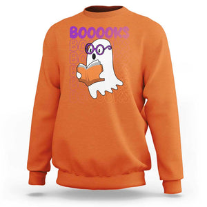 Halloween Reading Sweatshirt Booooks Cute Ghost Nerd Boo Sheet TS02 Orange Print Your Wear