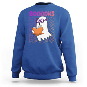 Halloween Reading Sweatshirt Booooks Cute Ghost Nerd Boo Sheet TS02 Royal Blue Print Your Wear