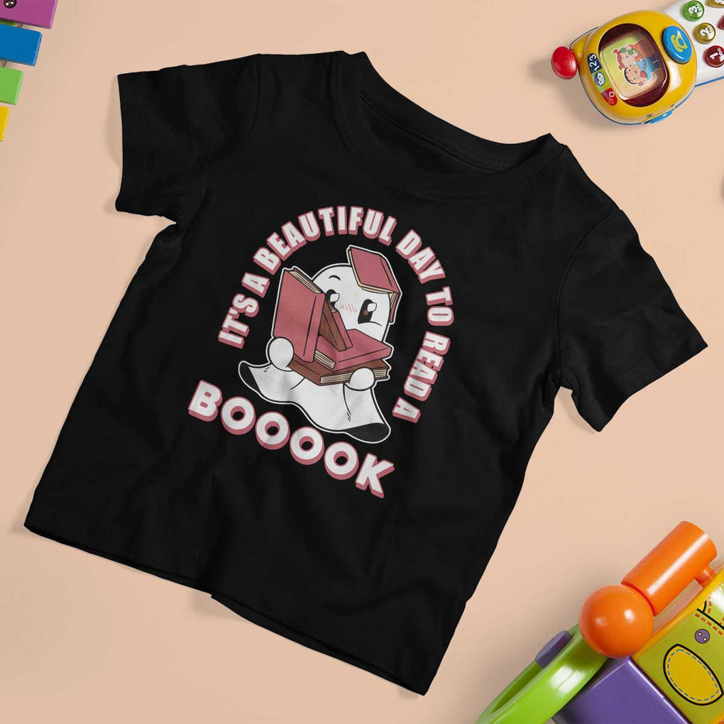 Halloween Reading T Shirt For Kid It's A Beautiful Day To Read A Book Cute Ghost Boo Sheet TS02 Black Print Your Wear