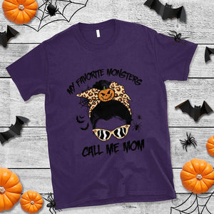 Halloween Mom T Shirt My Favorite Monsters Call Me Mom Messy Bun Halloween Costume TS02 Purple Print Your Wear