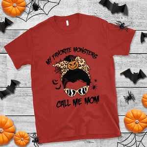 Halloween Mom T Shirt My Favorite Monsters Call Me Mom Messy Bun Halloween Costume TS02 Red Print Your Wear