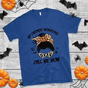 Halloween Mom T Shirt My Favorite Monsters Call Me Mom Messy Bun Halloween Costume TS02 Royal Blue Print Your Wear