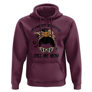 Halloween Mom Hoodie My Favorite Monsters Call Me Mom Messy Bun Halloween Costume TS02 Maroon Print Your Wear