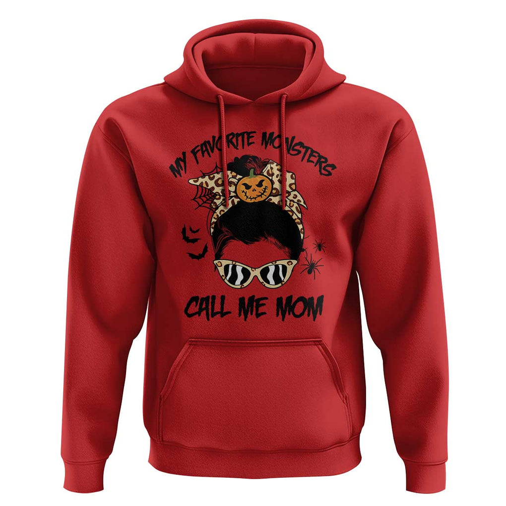 Halloween Mom Hoodie My Favorite Monsters Call Me Mom Messy Bun Halloween Costume TS02 Red Print Your Wear
