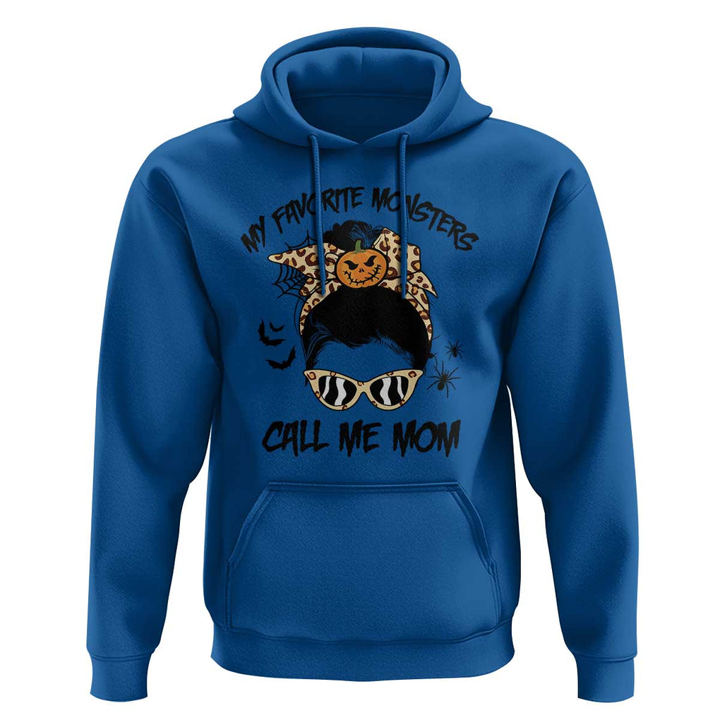 Halloween Mom Hoodie My Favorite Monsters Call Me Mom Messy Bun Halloween Costume TS02 Royal Blue Print Your Wear