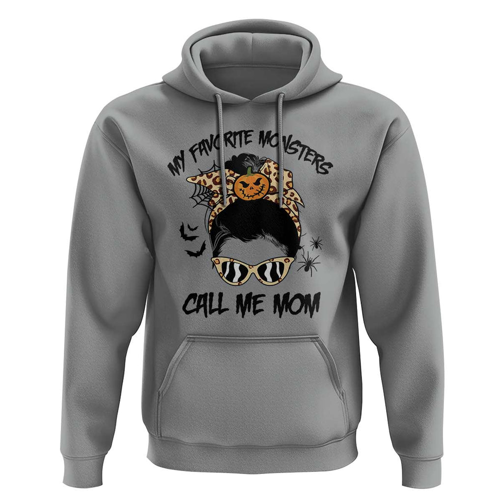 Halloween Mom Hoodie My Favorite Monsters Call Me Mom Messy Bun Halloween Costume TS02 Sport Gray Print Your Wear