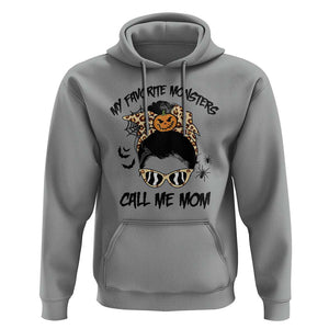 Halloween Mom Hoodie My Favorite Monsters Call Me Mom Messy Bun Halloween Costume TS02 Sport Gray Print Your Wear