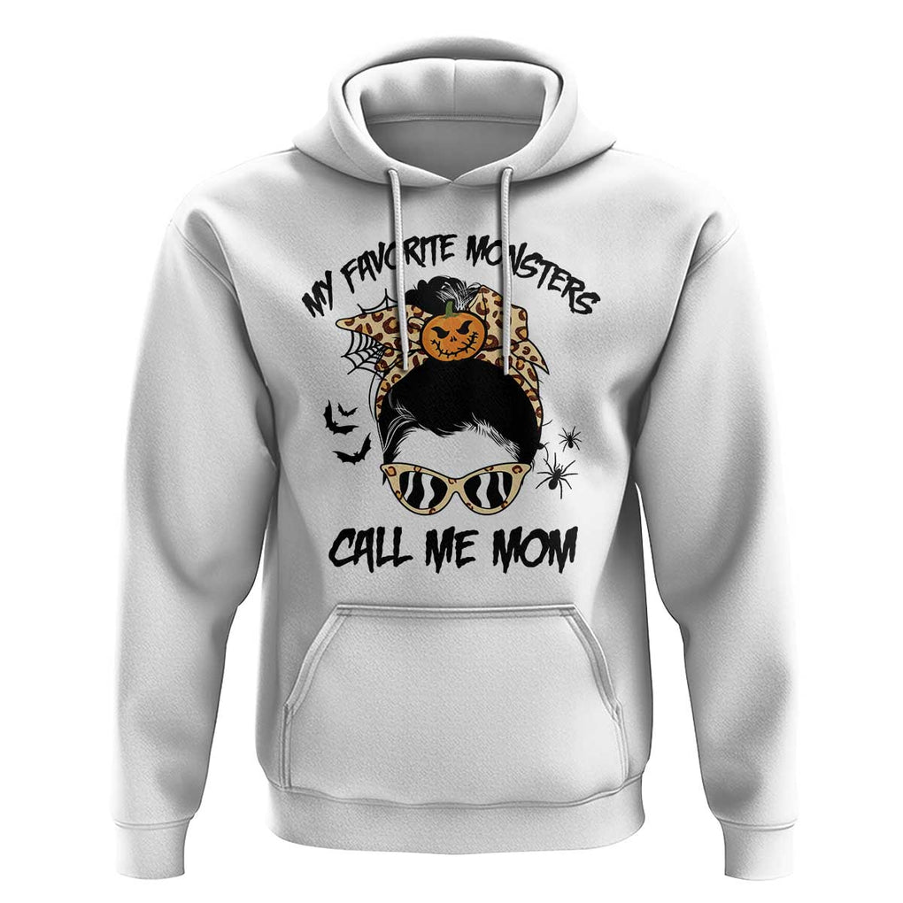 Halloween Mom Hoodie My Favorite Monsters Call Me Mom Messy Bun Halloween Costume TS02 White Print Your Wear