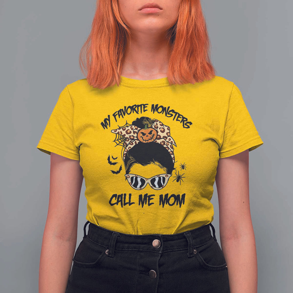 Halloween Mom T Shirt For Women My Favorite Monsters Call Me Mom Messy Bun Halloween Costume TS02 Daisy Print Your Wear