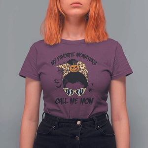 Halloween Mom T Shirt For Women My Favorite Monsters Call Me Mom Messy Bun Halloween Costume TS02 Maroon Print Your Wear