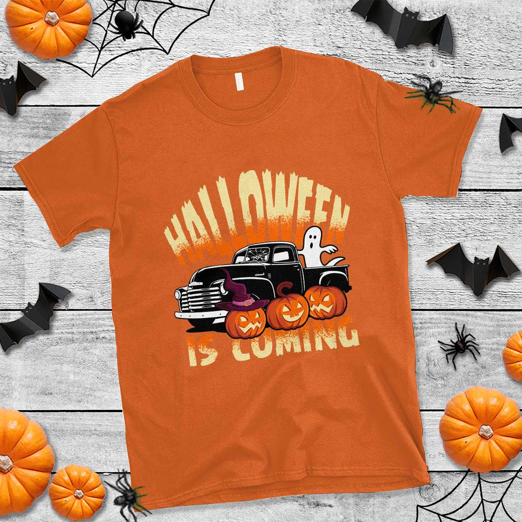 Halloween Season T Shirt Spooky Season Is Coming Scary Pumpkin Car TS02 Orange Print Your Wear