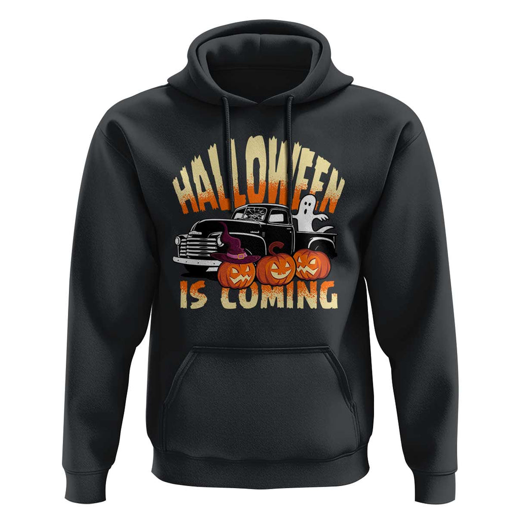 Halloween Season Hoodie Spooky Season Is Coming Scary Pumpkin Car TS02 Black Print Your Wear