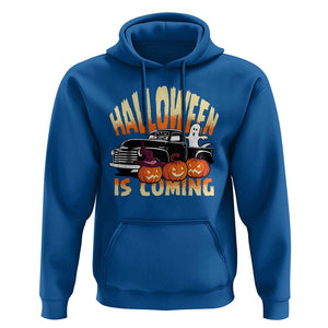 Halloween Season Hoodie Spooky Season Is Coming Scary Pumpkin Car TS02 Royal Blue Print Your Wear