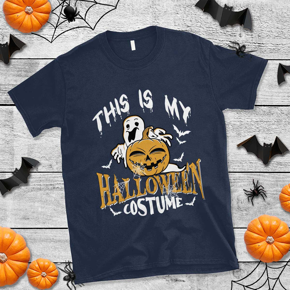 Scary Pumpkin T Shirt This Is My Halloween Costume Boo Sheet TS02 Navy Print Your Wear