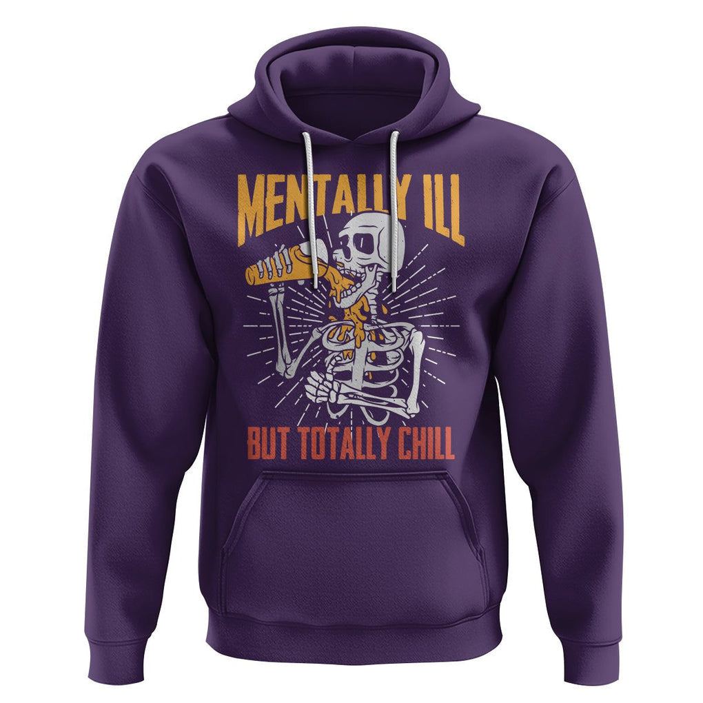 Beer Lover Skeleton Hoodie Mentally Ill But Totally Chill Funny Drinking TS02 Purple Printyourwear