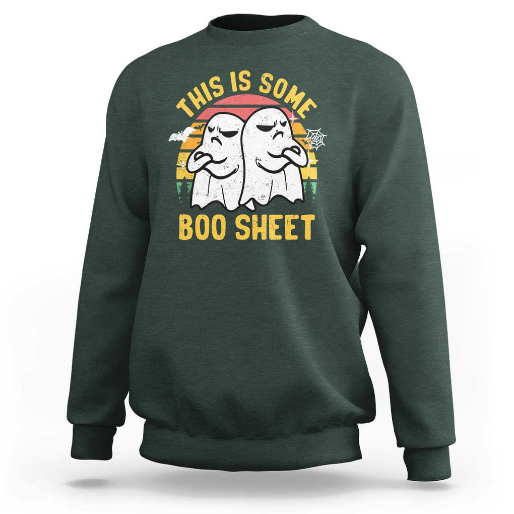 Funny Boo Sheet Sweatshirt Funny Halloween Boo Ghost Costume This is Double Boo Sheet TS02 Dark Forest Green Print Your Wear